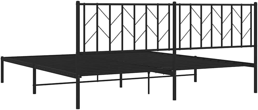 Metal Bed Frame with Headboard King Size Black Steel Platform Bed Frame Sturdy Headboard Underbed Storage Space for Bedroom Furniture