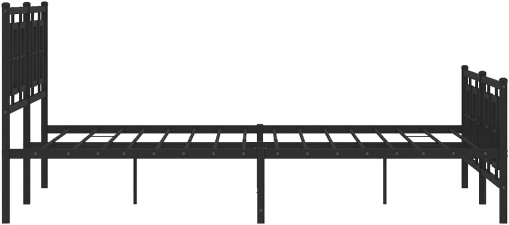 Metal Bed Frame Queen Platform with Footboard Black 59.1'x78.7' Heavy Duty Steel Construction Underbed Storage Space Bedframe for Bedroom Furniture
