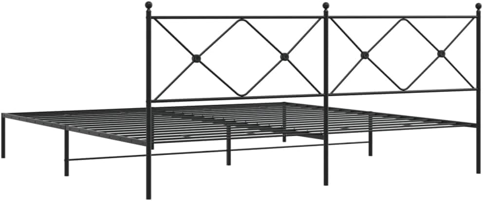 Metal Bed Frame with Headboard Black King Size 76'x79.9' Steel Platform Bed Frame Sturdy Bedframe Underbed Storage Space for Bedroom