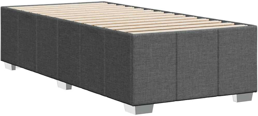 Modern Twin Bed Frame with Dark Gray Polyester Upholstery, Engineered Wood and Plywood Construction for Sturdy Support, Breathable Fabric for Enhanced Comfort, Easy Assembly