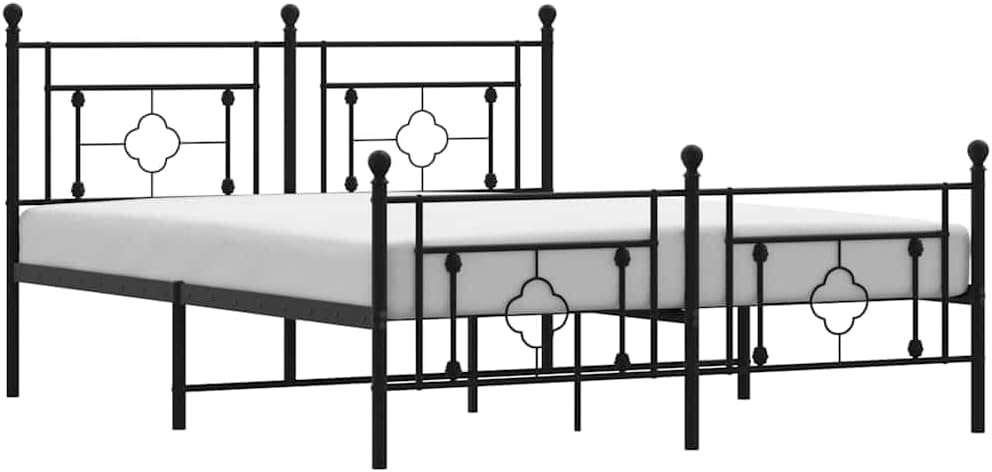 Metal Queen Bed Frame with Footboard Black 59.1'x78.7' Sturdy Steel Platform Bedframe with Underbed Storage Space for Bedroom Furniture