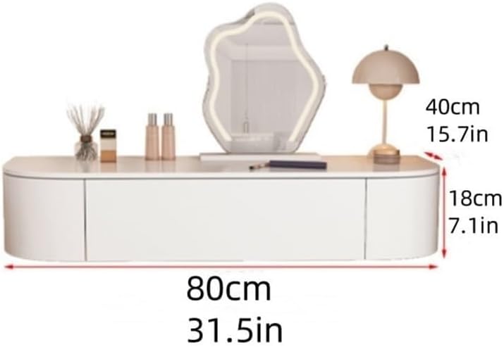 Corner Floating Desk with Drawers Modern White Wall-Mounted Vanity Makeup Table for Room & Bathroom Decor