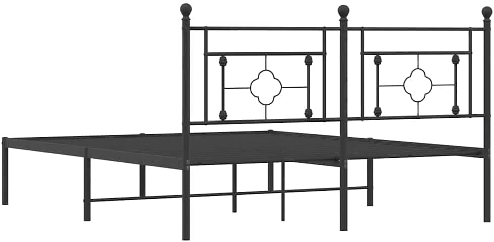 Metal Bed Frame with Headboard Black Queen Size 59.1'x78.7' Platform Bed Frame Sturdy Steel Construction Underbed Storage for Bedroom Furniture