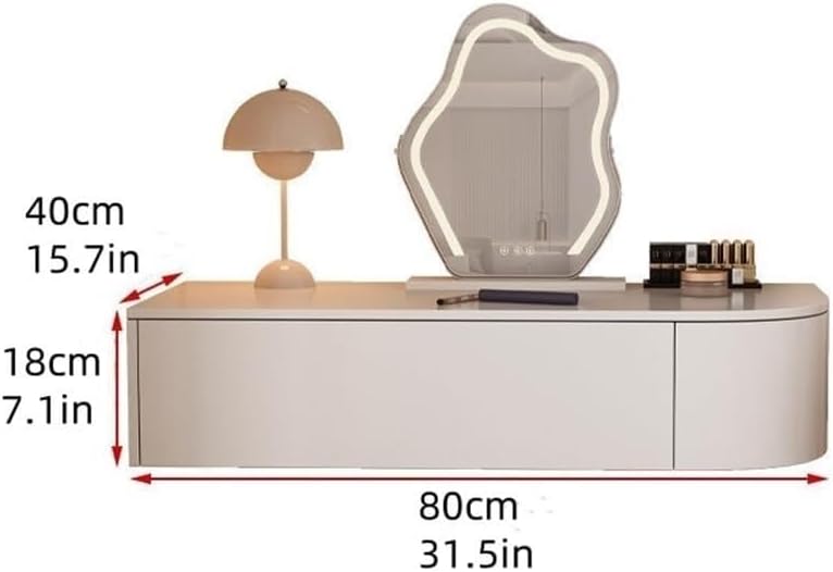 Corner Floating Desk with Drawers Modern White Wall-Mounted Vanity Makeup Table for Room & Bathroom Long-Lasting(Right)