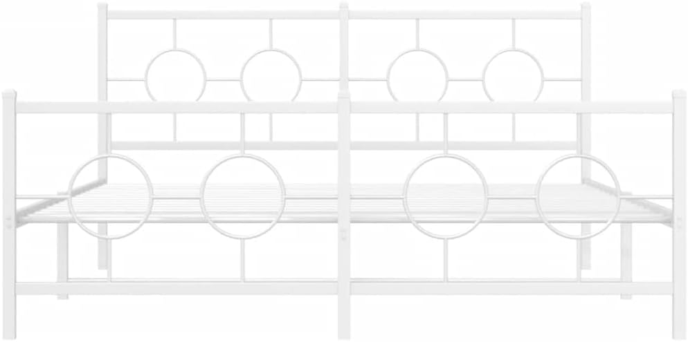 Metal Bed Frame Queen Size White Platform Bed Frame with Footboard and Underbed Storage Space 59.1'x78.7' Sturdy Steel Construction for Bedroom Furniture
