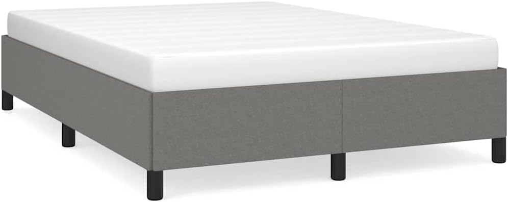 Dark Grey Fabric Bed Frame with Upholstered Headboard, Sturdy Plywood and Engineered Wood Construction for Full Mattress, Modern Bedroom Furniture for Adults, Durable Support