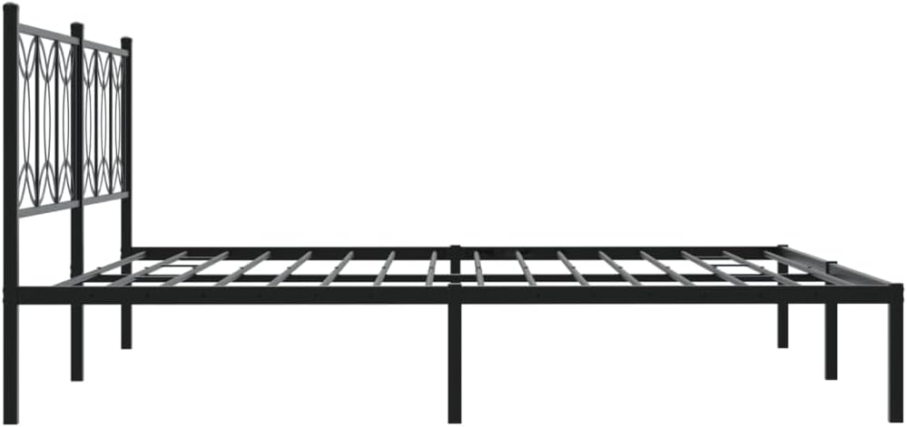 Black Steel Full Bed Frame Rectangular Modern Design with Breathable Material and Ample Storage Space, Durable Sturdy Construction for Solid Support and Stability, Easy