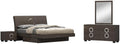 Pemberly Row 4-Piece Wood California King Bedroom Set, Gray High Gloss Lacquer Finish, Includes Bed, Dresser, Nightstand, Mirror, Circular Inlet Design, Modern Style for Sophisticated Bedroom Decor