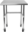 AmGood Stainless Steel Work Table Open Base & Wheels | Work Station | Metal Work Bench (Stainless Steel Work Table Open Base + Casters, 18' Long x 18' Deep)