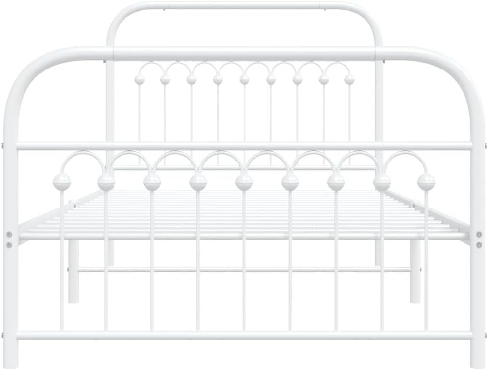 Steel Bed Frame with Footboard White Queen/Twin Size Platform Bed Frame Metal Slats Underbed Storage for Bedroom Furniture
