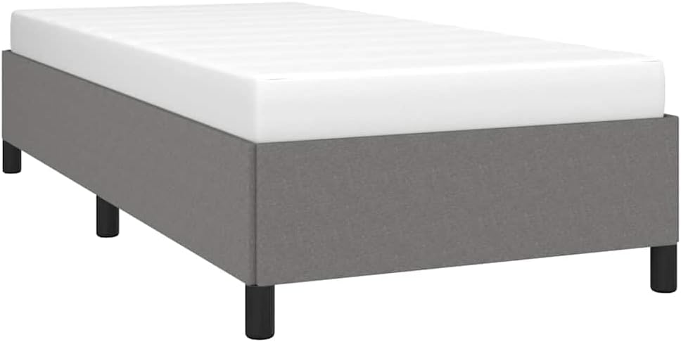 Dark Gray Twin Bed Frame with Polyester Upholstery and Plywood Construction for Modern Bedroom, 1 Piece, Engineered Wood Support Structure, Durable Sleek Design, Easy