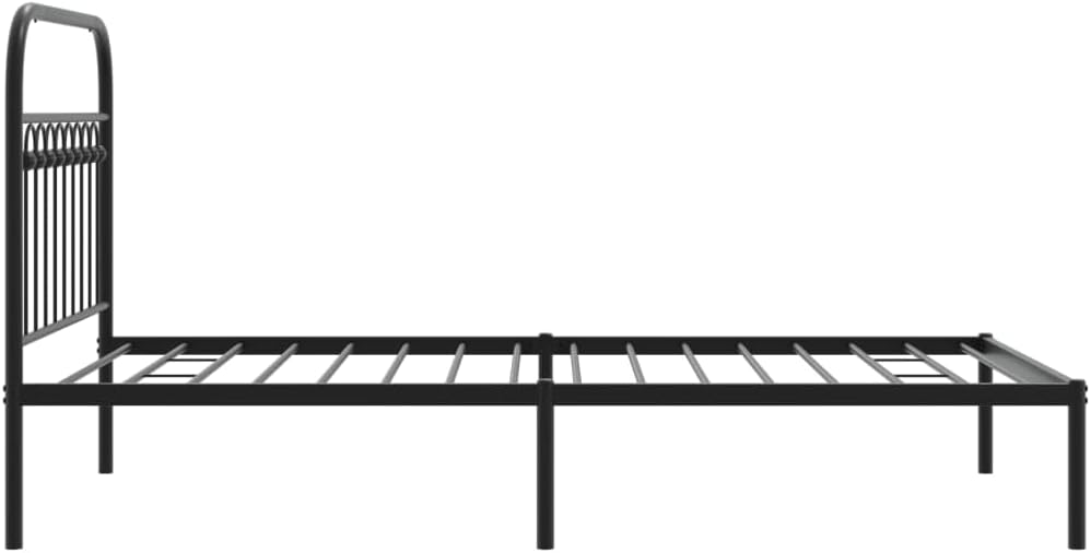 Metal Bed Frame with Headboard Black 39.4'x78.7' Steel Platform Bed Frame for Bedroom Furniture Underbed Storage Space Support