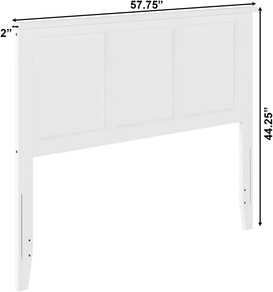 HomeStock Victorian Headboard with USB Charger Wood Panel Design Metal Bed Frame Compatible White/Full