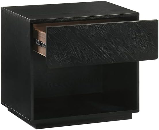 Maykoosh King Bedroom Set 3 Piece - Wood Platform Bed Frame & Nightstands - Black