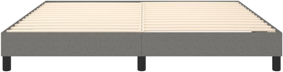 Dark Grey King Size Fabric Bed Frame with Engineered Wood Legs, 4-Piece Set for Modern Bedroom, Breathable Polyester Upholstery and Sturdy Plywood Construction, Easy