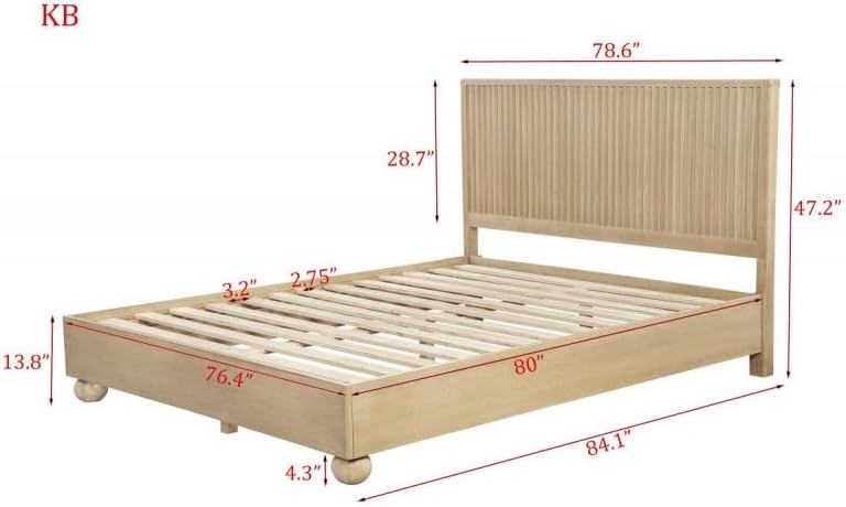 Light Oak Wood Eastern King Bedroom Furniture 2pc Set, Fluted Design Platform Bed with Nightstand
