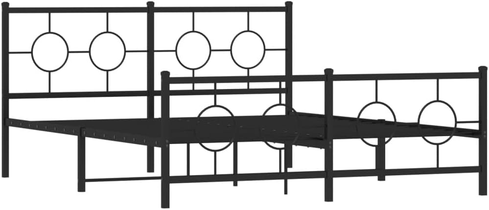 Metal Bed Frame with Footboard Queen Platform Steel Structure 59.1'x78.7' Black Sturdy Support Underbed Storage Space for Bedroom Guest Room