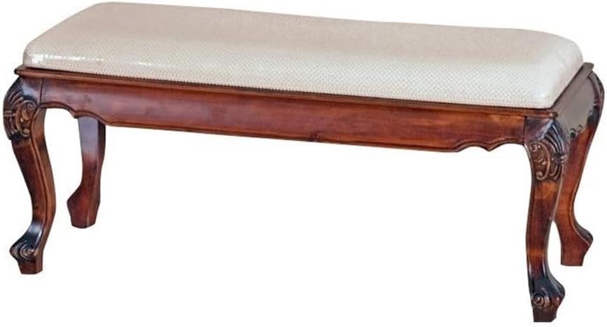 International Caravan Furniture Piece Carved Foot of Bed Bench, 0