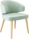 Modern Dining Room Chair Kitchen Corner Chair Vanity Chair for Ladies,Mid-Century Velvet Accent Chair Ergonomic Design,Bedroom Lounge Armchair,Green-Gold Legs
