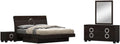 Pemberly Row Contemporary 4-Piece Queen Bedroom Set, Wenge Finish, Lacquer Wood, Includes Platform Bed with Tufted Headboard, Nightstand, Dresser, Mirror, Modern Design for Stylish Bedroom Decor