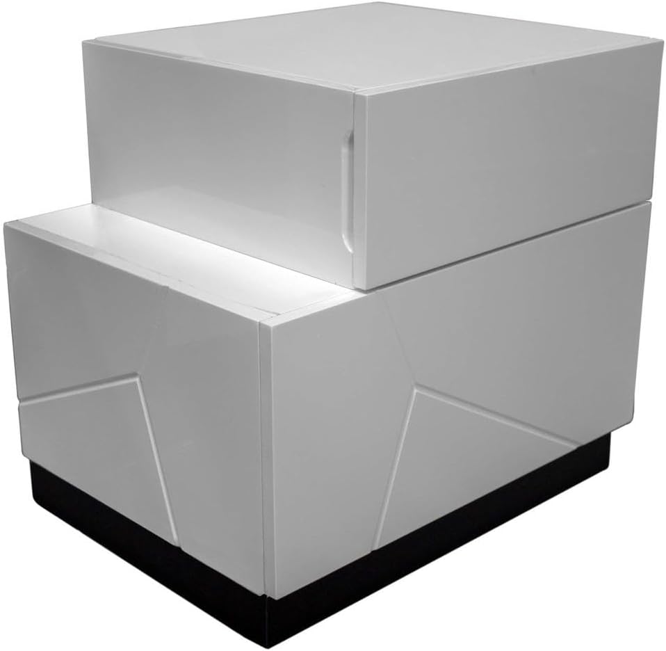 Modern 3 Piece California King Bedroom Set, Lacquer Wood Platform Bed with 2 Nightstand, Black/White