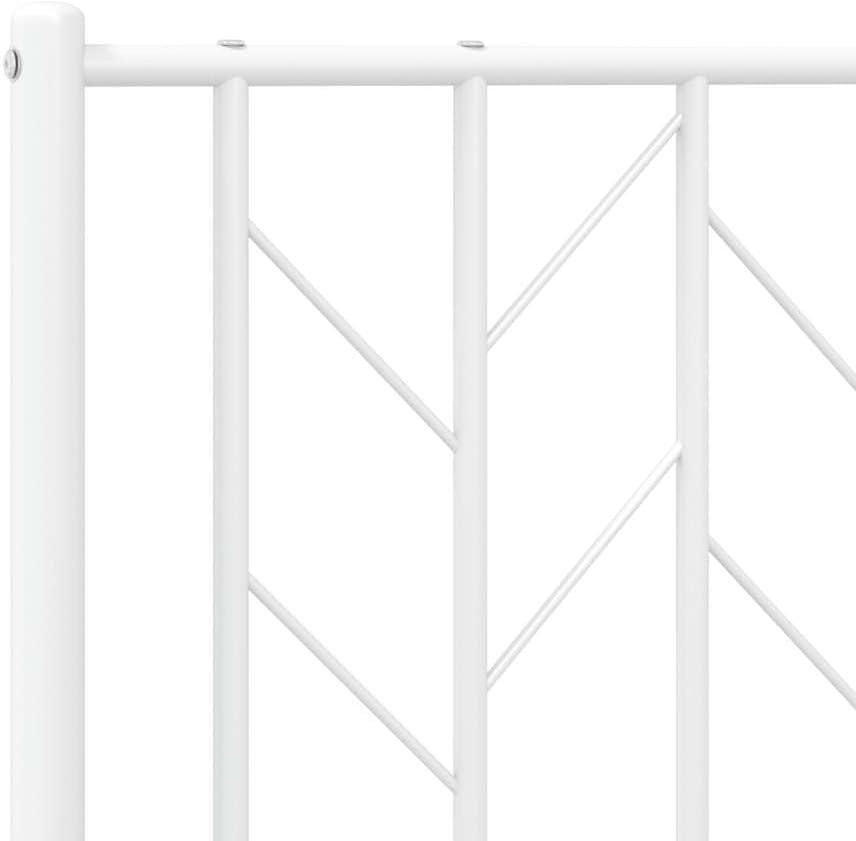 Metal Bed Frame Queen Size White Steel Platform Bedframe with Footboard and Underbed Storage Space, Sturdy Bed Base for Bedroom Furniture