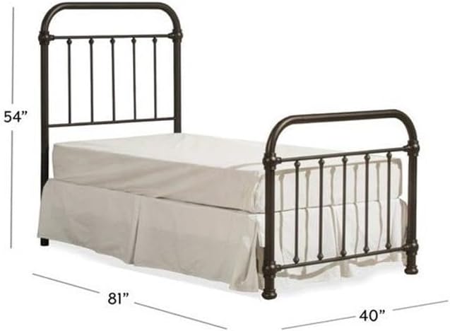 Hillsdale Kirkland Twin Metal Spindle Panel Bed in Dark Bronze
