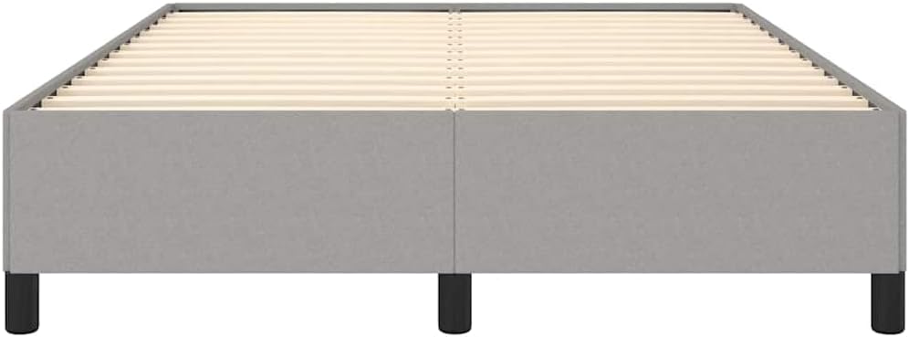 Light Grey Polyester Plywood Engineered Wood Full Bed Frame with Breathable Fabric and Sturdy Wooden Slats for Modern Bedroom Decor