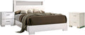 Furniture of America FOA Quaker Modern 3-Piece White Wood Bedroom Set - King + 2 Nightstands