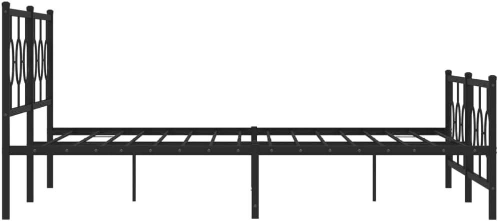 Metal Bed Frame with Footboard Black 76'x79.9' King Platform Bed Frame Sturdy Steel Construction Underbed Storage Space Heavy Duty Bedframe for Bedroom Guest Room