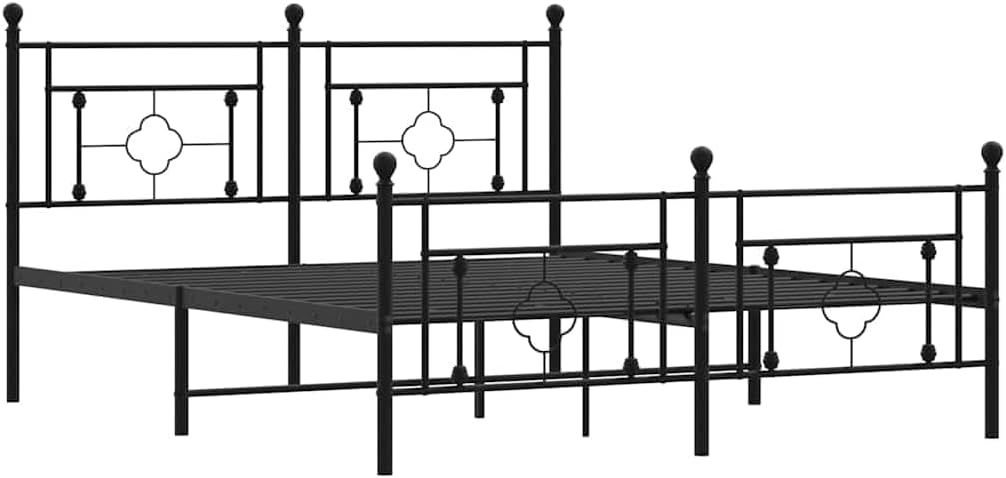 Metal Queen Bed Frame with Footboard Black 59.1'x78.7' Sturdy Steel Platform Bedframe with Underbed Storage Space for Bedroom Furniture