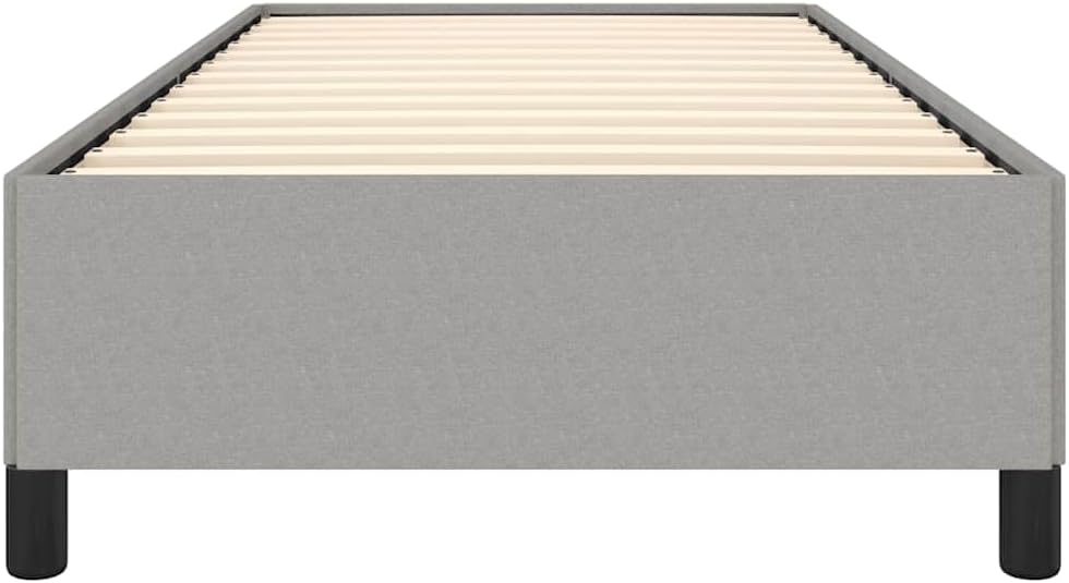 Light Gray Polyester Twin XL Bed Frame with Plywood and Engineered Wood Construction, Modern Breathable Fabric Design for Sturdy Support and Easy Assembly, Versatile Sleeping
