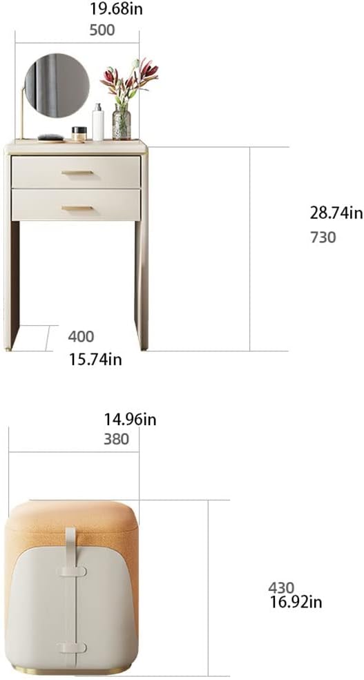 Vanity Benches Vanity Desk Set Ladies Fashion Dresser Bedroom Modern Dresser Bedroom Makeup Jewelry Organizer with Mirror, Stool (Color : A)