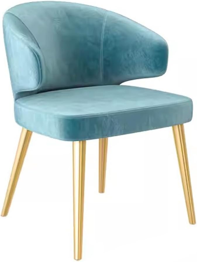 Modern Dining Room Chair Kitchen Corner Chair Vanity Chair for Ladies,Mid-Century Velvet Accent Chair Ergonomic Design,Bedroom Lounge Armchair,Blue-Gold Legs