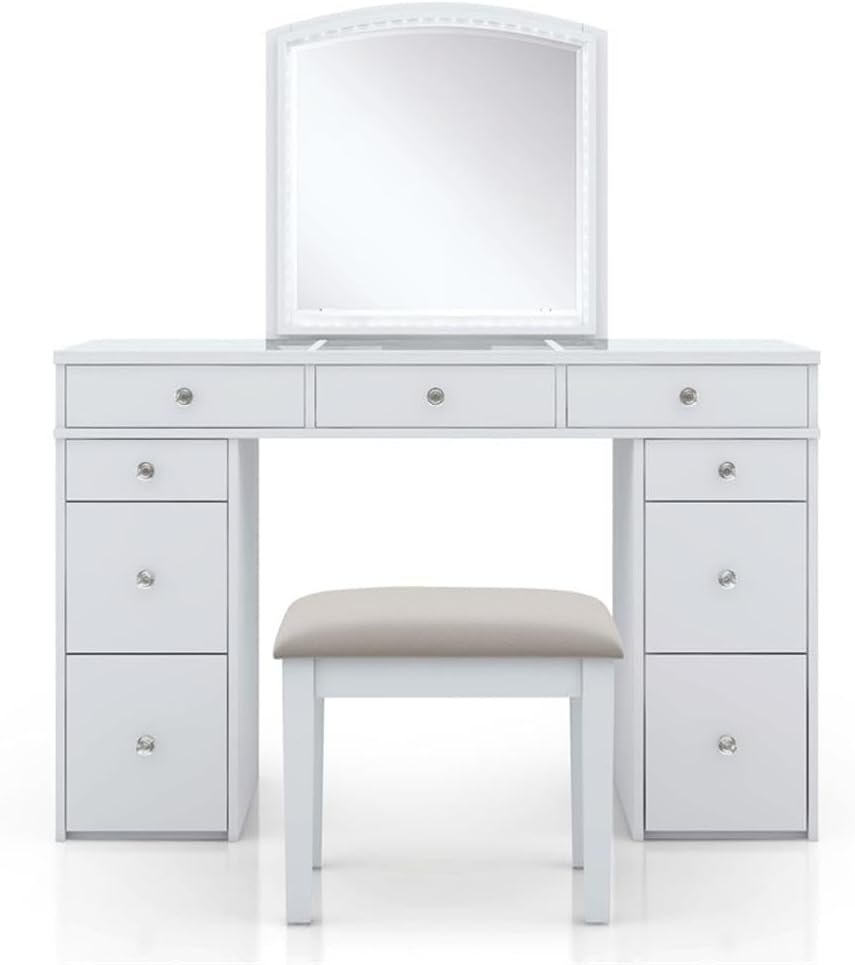 Furniture of America Galveston Solid Wood 3-Piece Vanity Set in White
