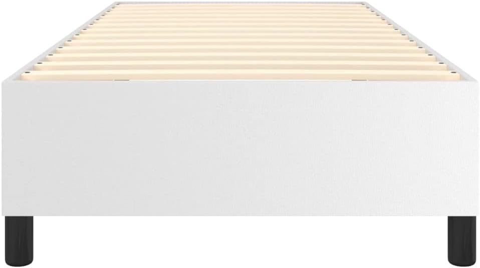 White Faux Leather Twin XL Bed Frame with Plywood Slats for Modern Bedroom, Durable and Space Efficient Design, Easy to Clean and Comfort Enhanced