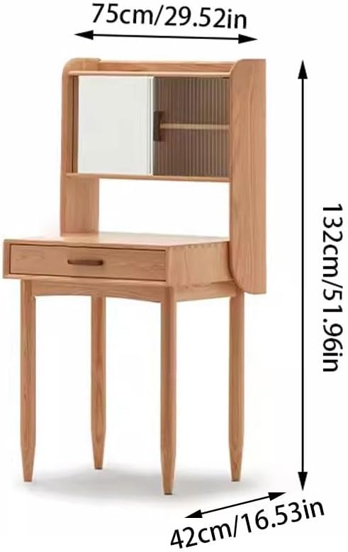 Vanity Mirror with Lights Small Apartment Solid Wood Dressing Table Multi-Functional Dressing Table with Makeup Mirror Bedroom Workbench Vanity Makeup Table Desk for Bedroom