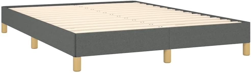 Full Upholstered Bed Frame Dark Gray Polyester Fabric Engineered Wood Modern Platform Bed with Sturdy Plywood Support 4 Pieces Set for Bedroom