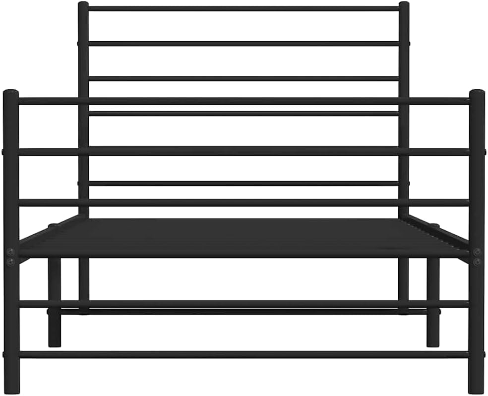 Twin Metal Bed Frame with Headboard, Black Powder-Coated Steel Frame for Bedroom, 39.4 in x 78.7 in Size, Durable Rectangular Design with Underbed Storage Space and Sleek