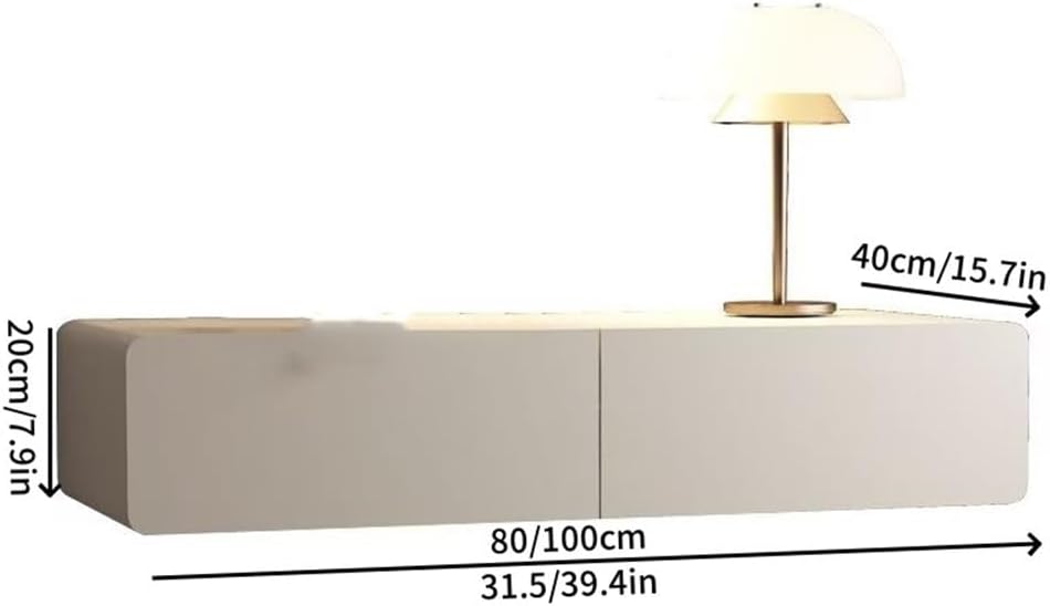 Wooden Floating Makeup Vanity with Drawers, Modern Wall Mounted Desk, Floating Vanity Makeup Table for Living Room Bedroom(Black,31.5IN)