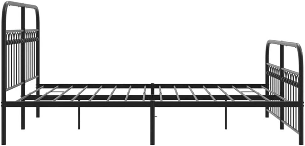 BOWERY HILL Contemporary Engineered Wood King Bed Frame, Black Powder-Coated Finish, Durable Steel Construction, Includes Headboard and Footboard, Classic Bedroom Furniture, Easy Assembly, 661 lbs