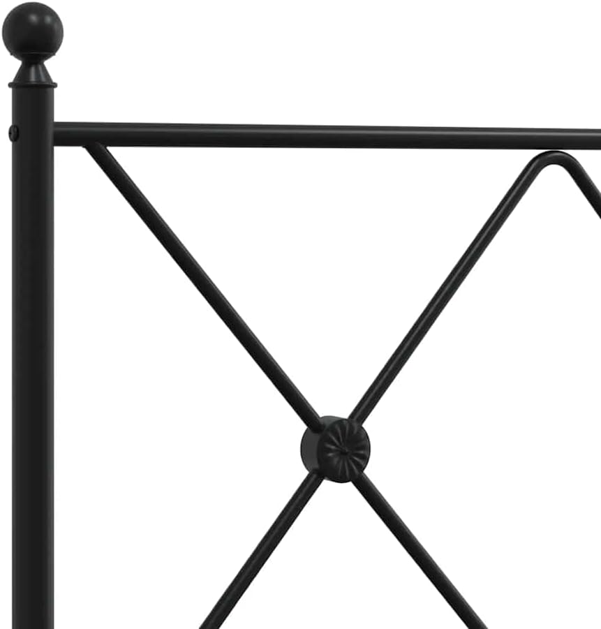 Black Powder-Coated Steel Double Bed Frame with Headboard, Sturdy Metal Construction and Modern Design for Bedroom, Easy Assembly and Durable Support