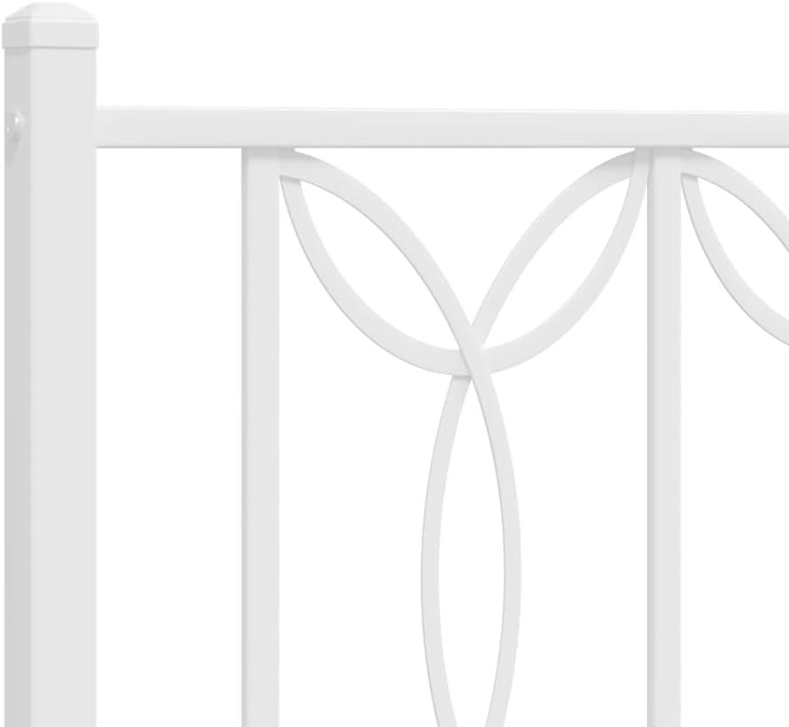 King Size Bed Frame White Modern Platform Steel Bedframe with Underbed Storage Space for Bedroom