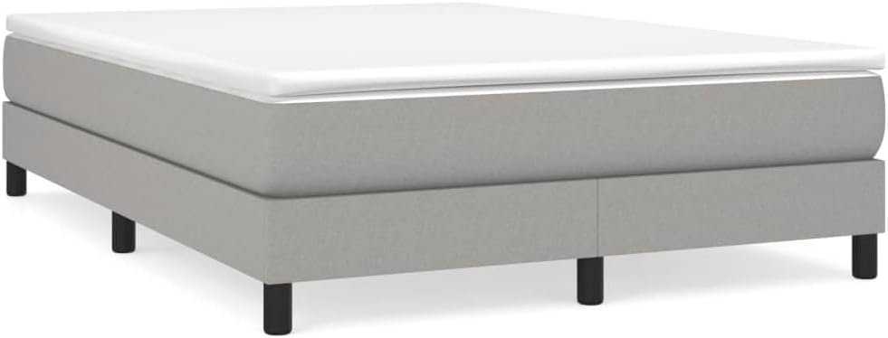 Light Grey Queen Fabric Bed Frame with Textured Finish, Durable Plywood and Engineered Wood Construction, Spacious Design for Two Adults, Versatile Modern Bedroom Furniture,
