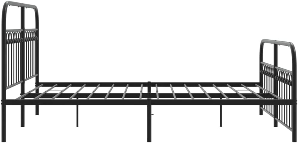 King Size Bed Frame with Headboard and Footboard, Black Steel Construction for Durable Support and Classic Design, Includes All Essential Components for Easy Assembly