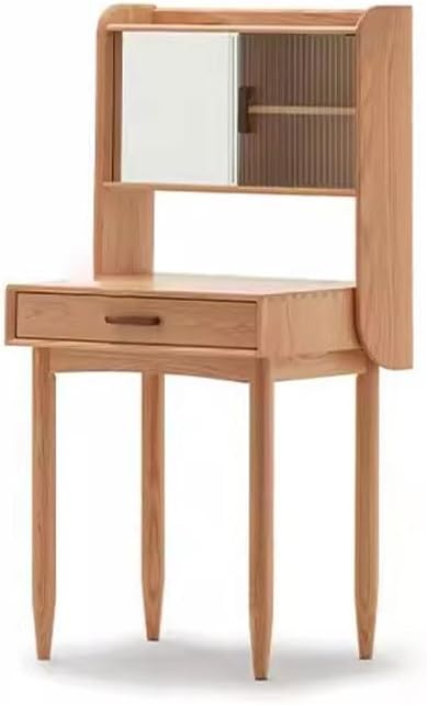 FEELIN Makeup Vanity Small Apartment Solid Wood Dressing Table Multi-Functional Dressing Table with Makeup Mirror Bedroom Workbench Vanities for Makeup