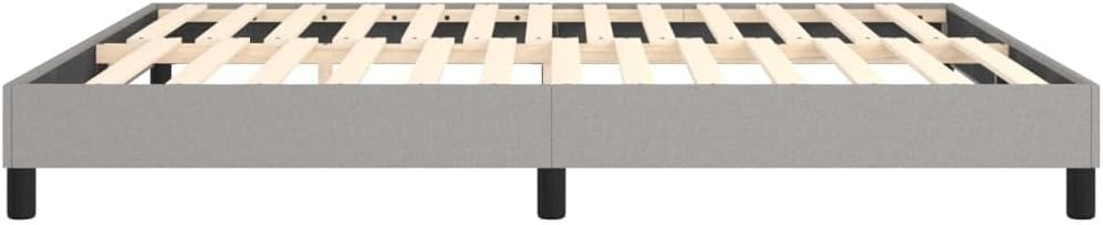 Box Spring Bed Frame Light Gray King Fabric Durable Breathable with Sturdy Legs and Plywood Slats for Stability and Support, 4-Piece Set, US Only