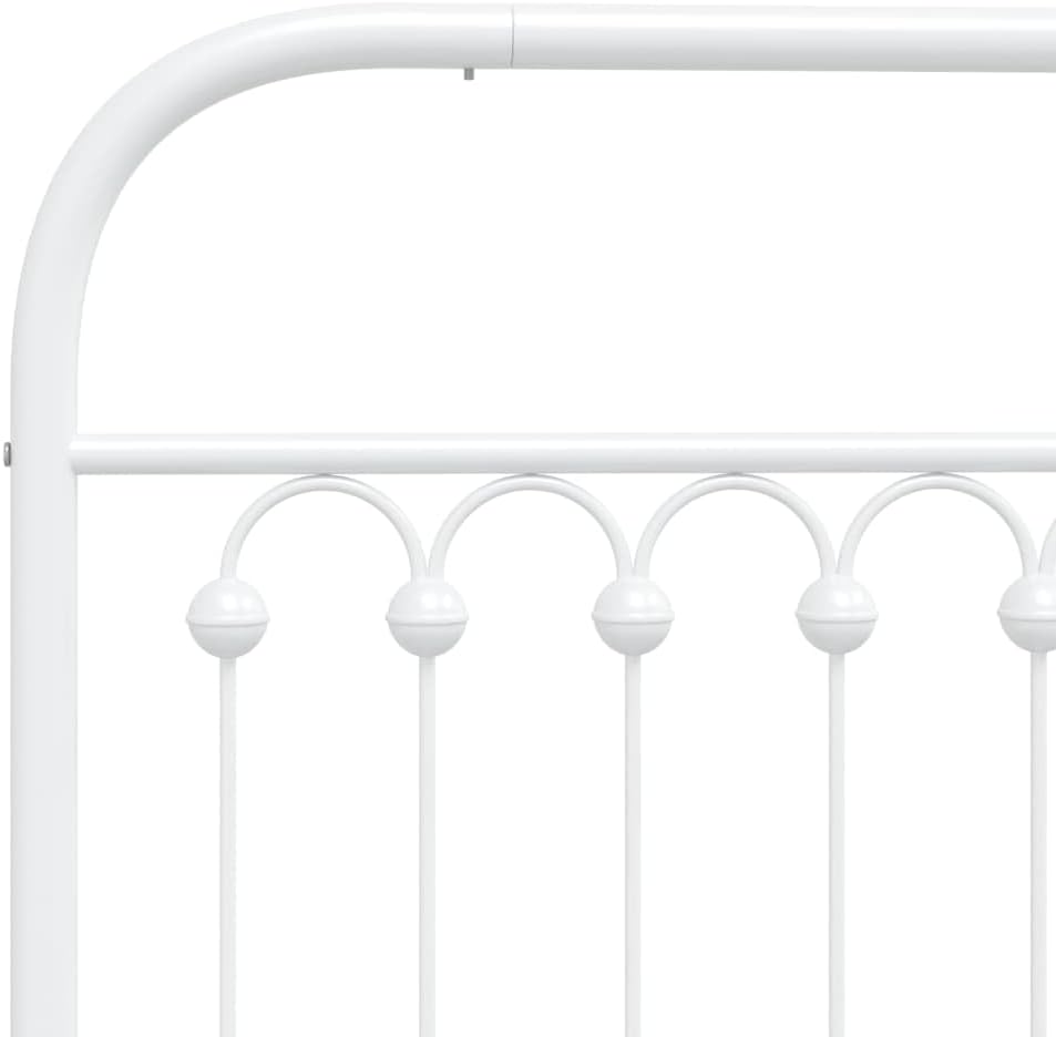 Twin Metal Bed Frame with Headboard White Sturdy Steel Platform Bed Frame Underbed Storage Space Bedroom Furniture