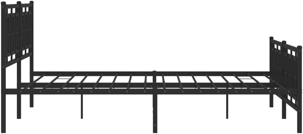 Metal Bed Frame King Size with Footboard Steel Platform Bed Frame Black Sturdy Construction Underbed Storage Space for Bedroom Guest Room Furniture
