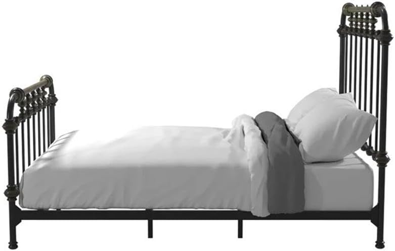 BOWERY HILL King Size Spindle Bed with Headboard and Footboard, Platform in Metal, in Black, Easy Assembly, Up to 600 lbs Weight Capacity